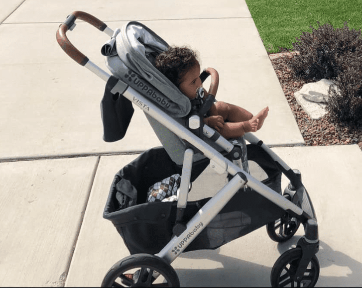 adorable baby in uppababy stroller