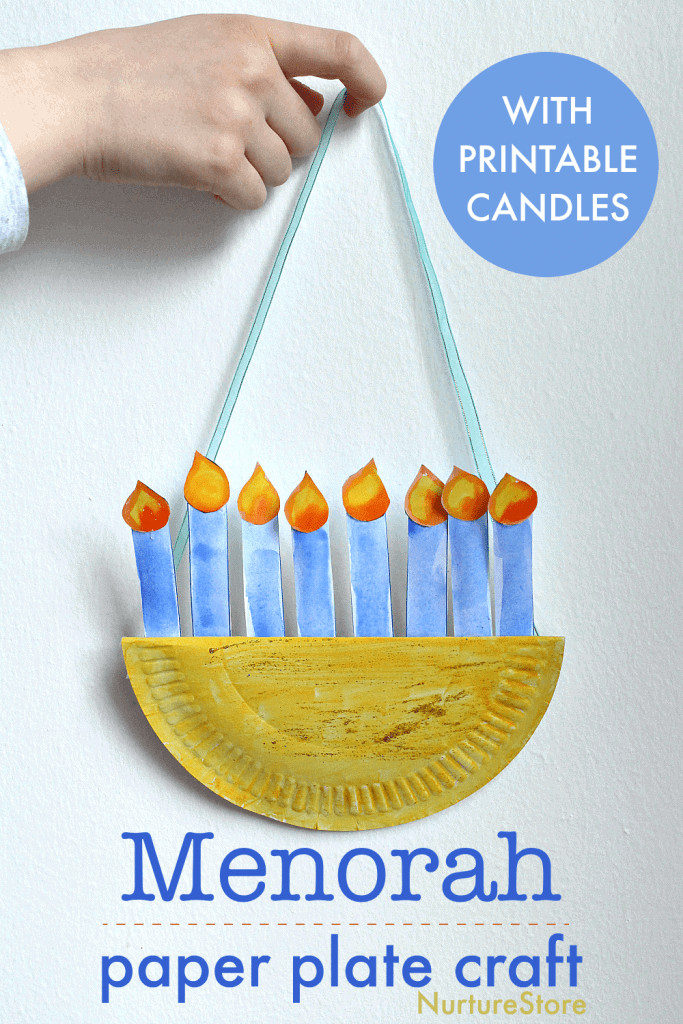 Image for Easy paper plate menorah craft with printable template