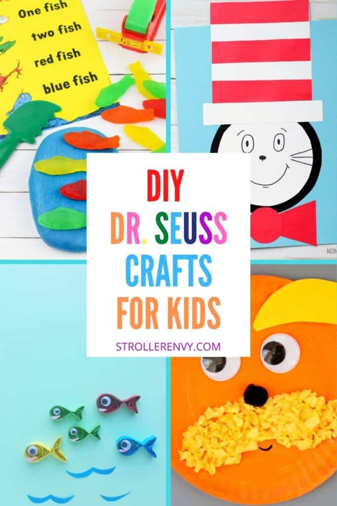 dr seuss crafts for kids collage of four