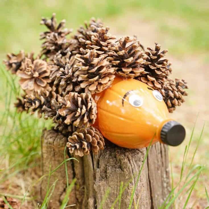 Image for Upcycled Plastic Bottle Pinecone Hedgehog Decor 