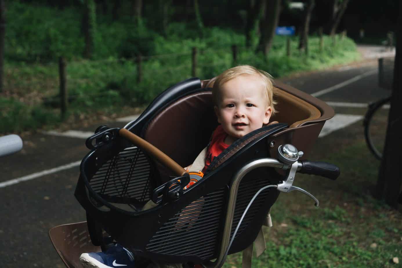 beautiful child sitting in his stroller 