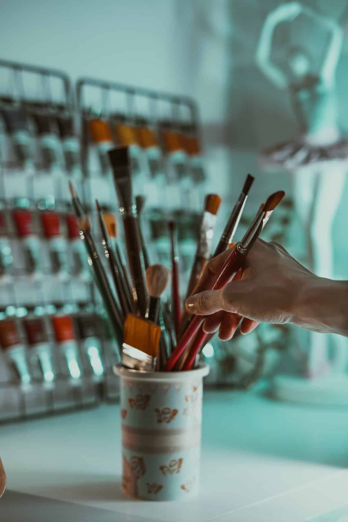 Decorative Vase with paint brushes