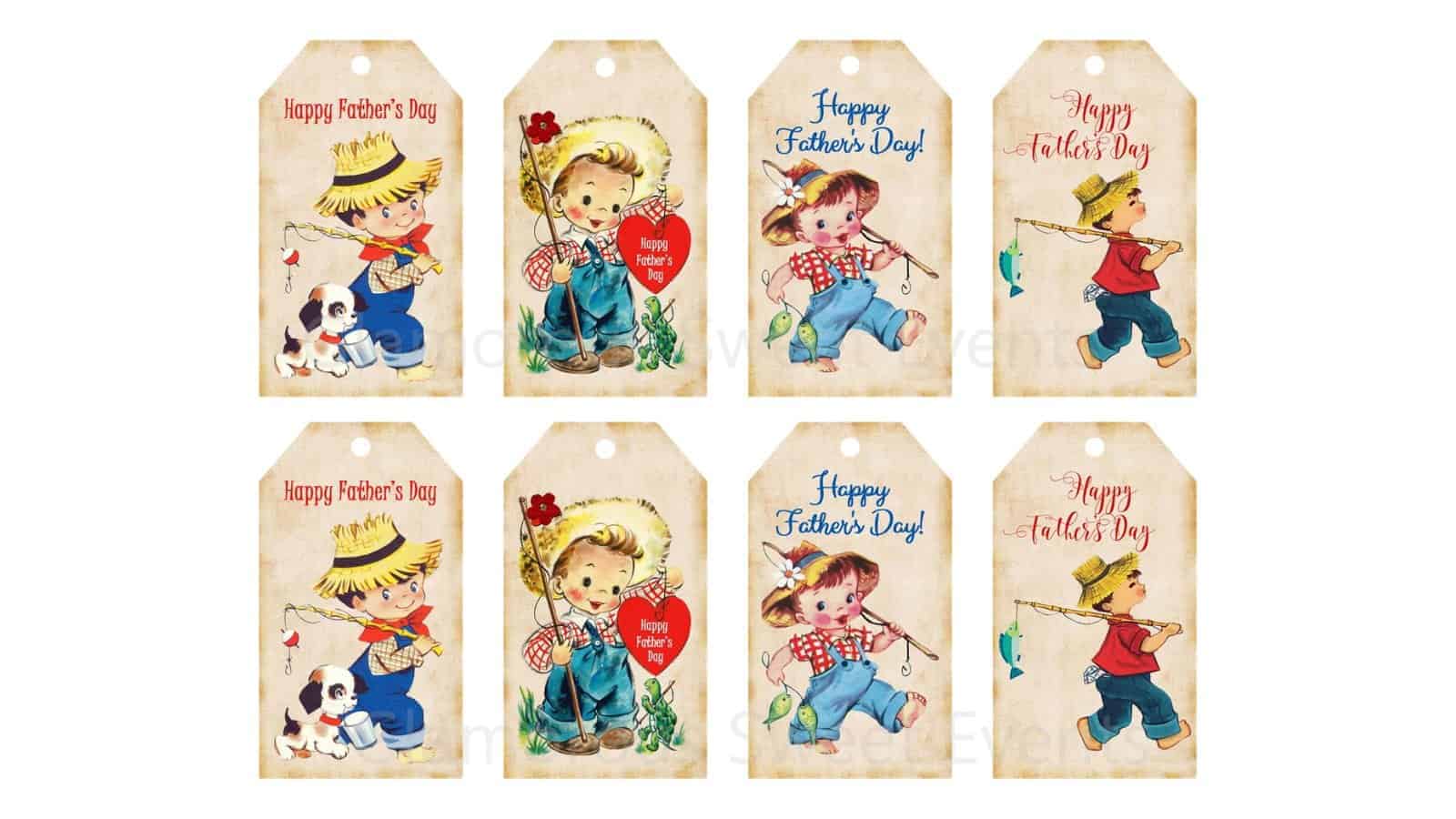 Nostalgic Father's Day Fishing Gift Tags