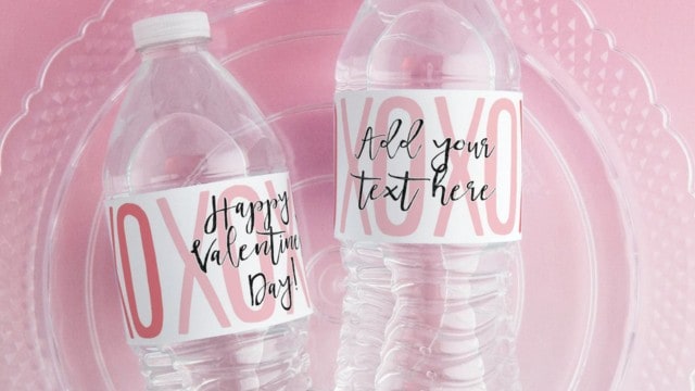 Pink XOXO Water Bottle Label