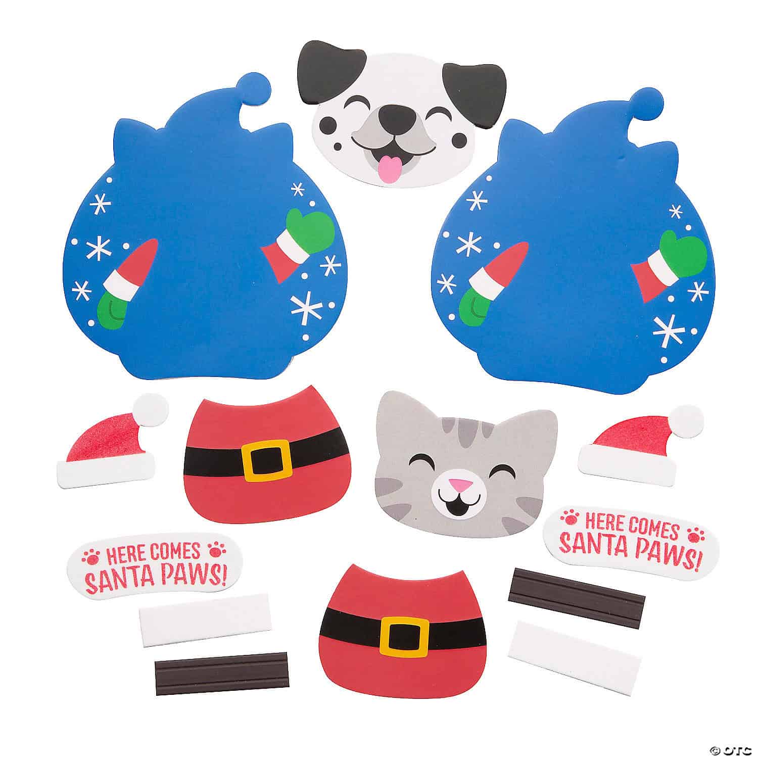 Silly Animal Santa Magnet Craft Kit