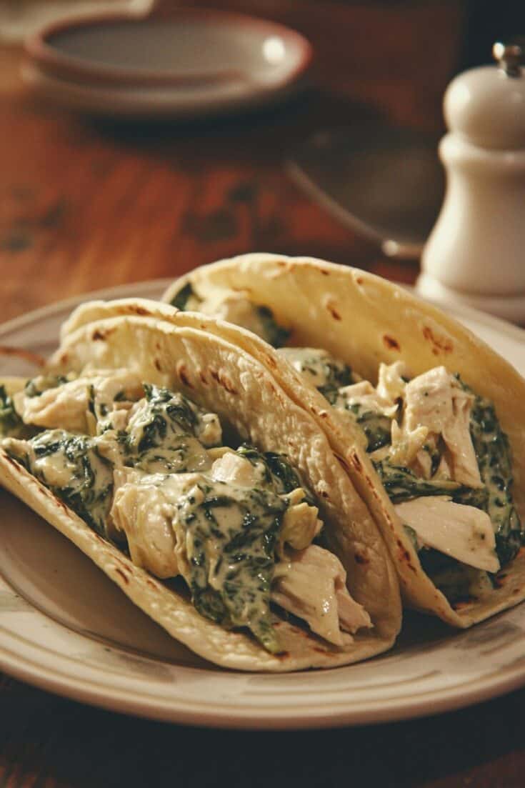 Spinach and Artichoke Chicken Tacos