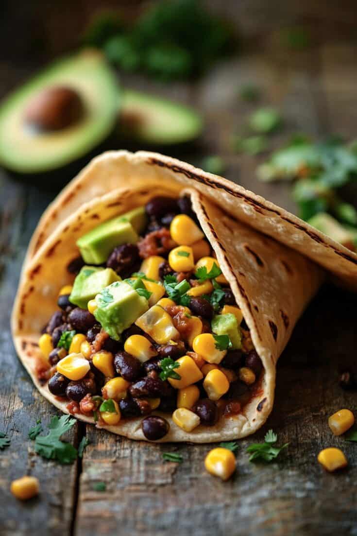 Cheesy Corn and Black Bean Tacos