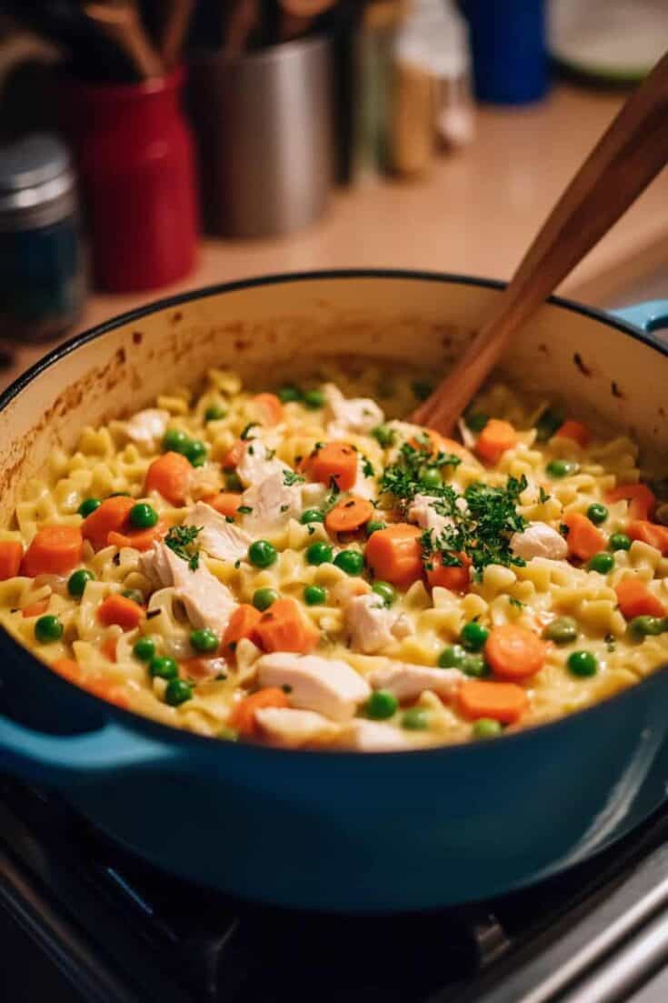 One-Pot Chicken Pot Pie Noodles