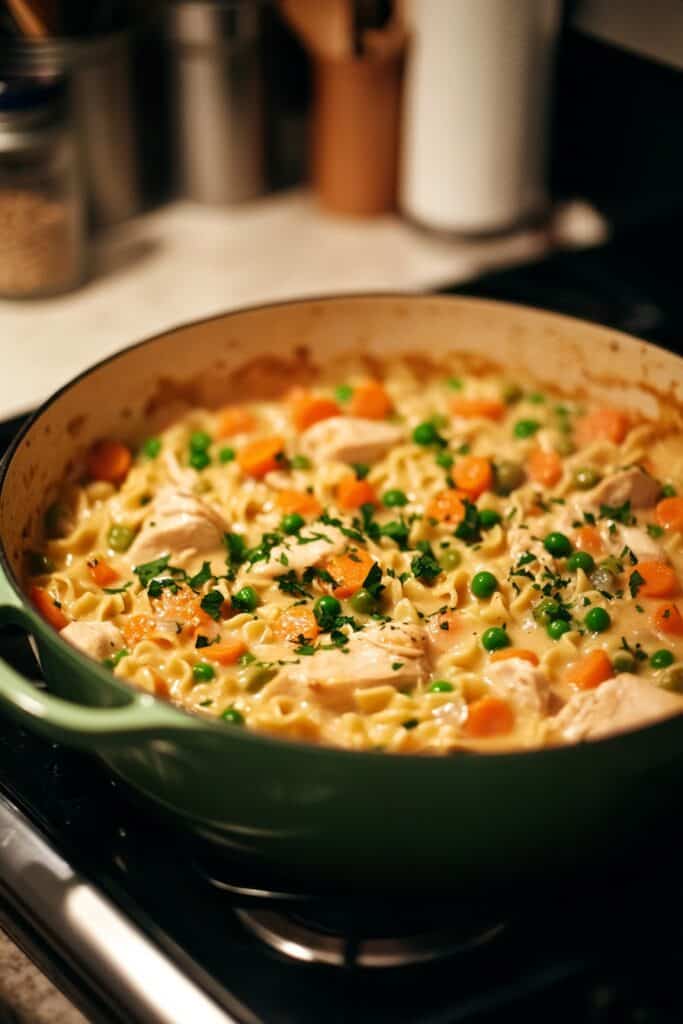 Comfort in a Bowl: One-Pot Chicken Pot Pie Noodles 3 Comfort in a Bowl: One-Pot Chicken Pot Pie Noodles 3