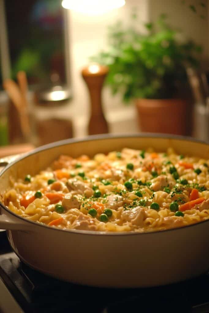 Comfort in a Bowl: One-Pot Chicken Pot Pie Noodles 2 Comfort in a Bowl: One-Pot Chicken Pot Pie Noodles 2
