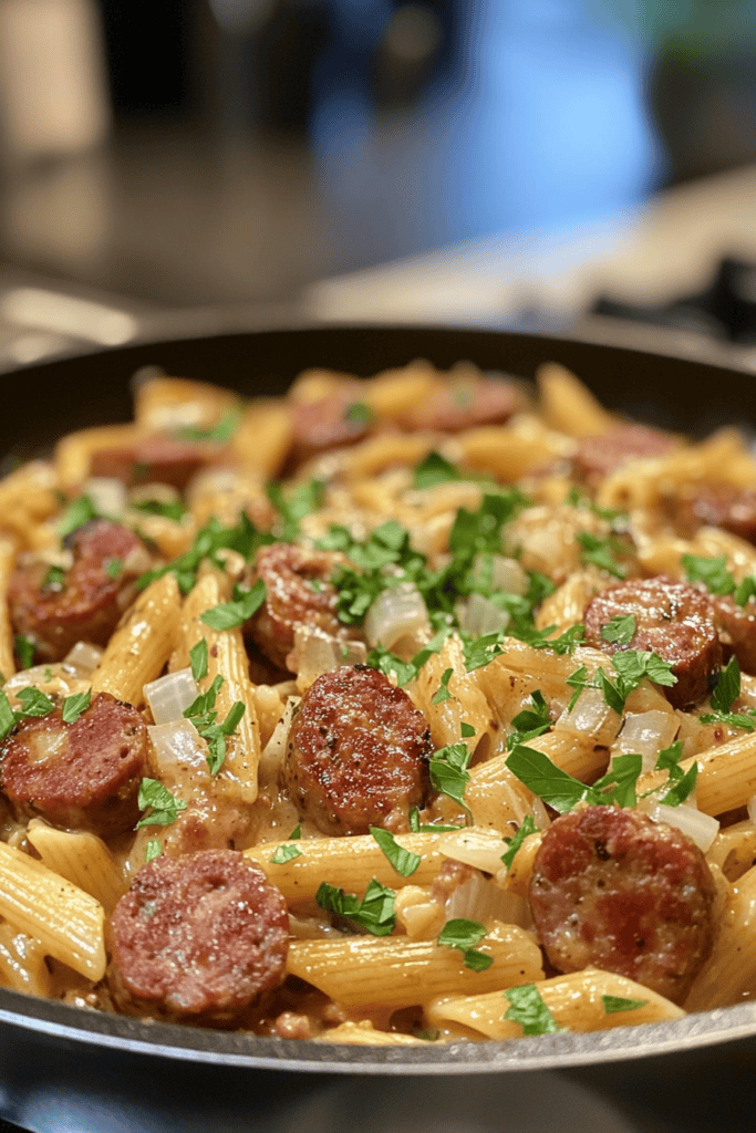 Weeknight Savior: One-Pot Creamy Cajun Sausage and Pasta Skillet 5 Weeknight Savior: One-Pot Creamy Cajun Sausage and Pasta Skillet 5