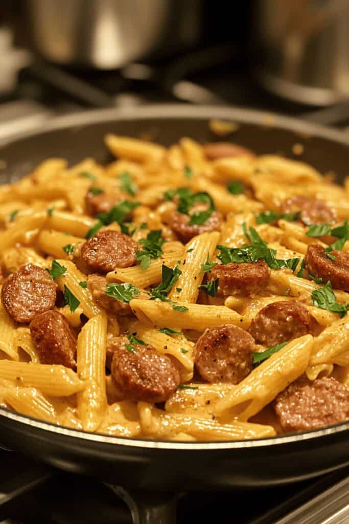 Weeknight Savior: One-Pot Creamy Cajun Sausage and Pasta Skillet 2 Weeknight Savior: One-Pot Creamy Cajun Sausage and Pasta Skillet 2
