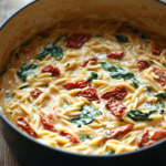 Dinner in a Snap: One-Pot Creamy Sun-Dried Tomato and Spinach Orzo 84