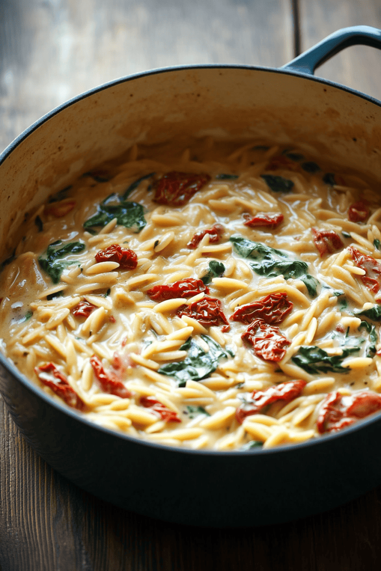 Dinner in a Snap: One-Pot Creamy Sun-Dried Tomato and Spinach Orzo