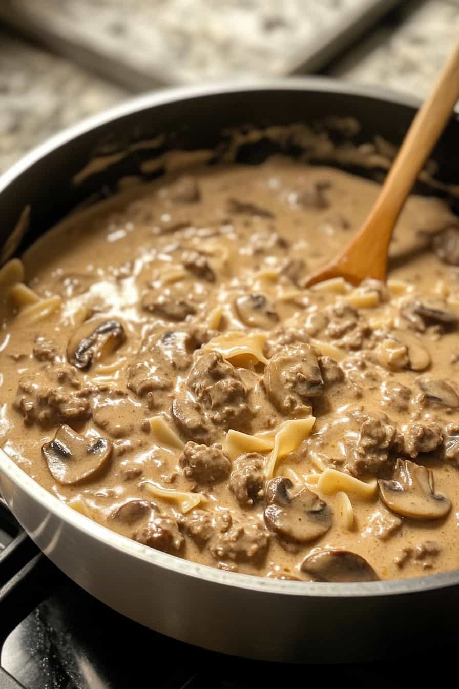 One-Pot Wonder: Easy Beef Stroganoff with Egg Noodles for Busy Moms 2