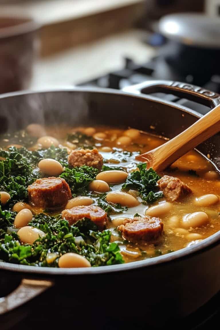 Hearty and Affordable: One-Pot Tuscan White Bean Soup with Kale and Sausage Recipe