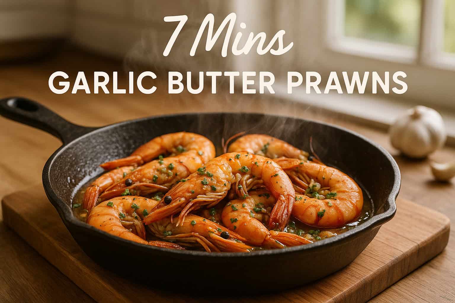 7 Mins Garlic Butter Prawns | Garlic Butter Shrimp for Family 7