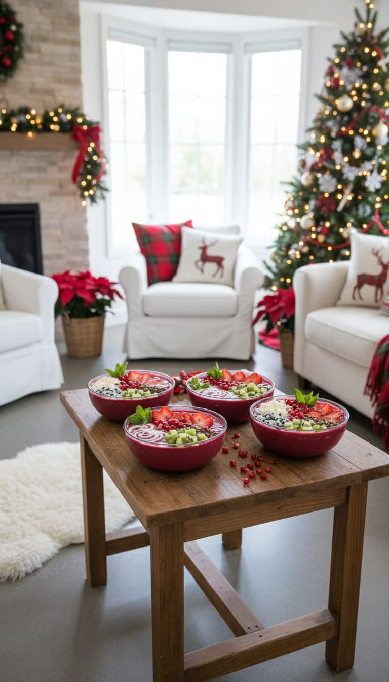 Berry Christmas Smoothie Bowls