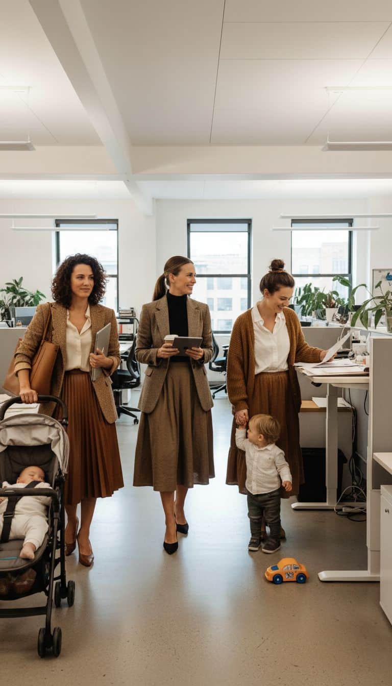 Brown Midi Skirt Office Outfit