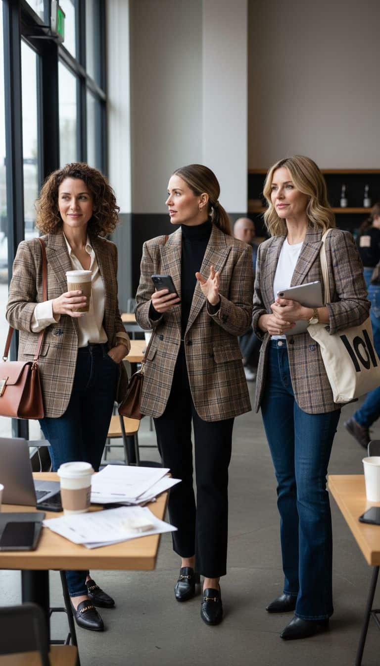 Brown Plaid Blazer Professional Outfit