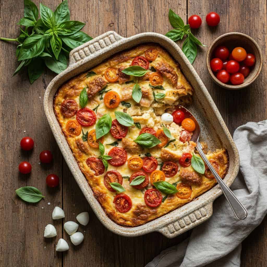 30 Freezer-Friendly Breakfast Casseroles to Save Your Mornings 90 Caprese Breakfast Casserole with Basil