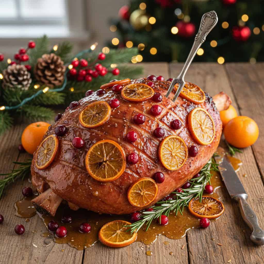 Cranberry Clementine Glazed Ham
