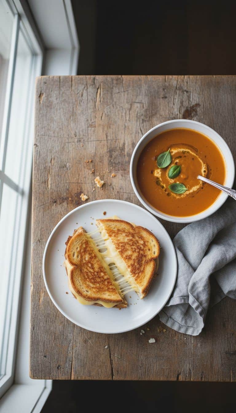 Grilled Cheese and Tomato Soup Comfort Food Dinner