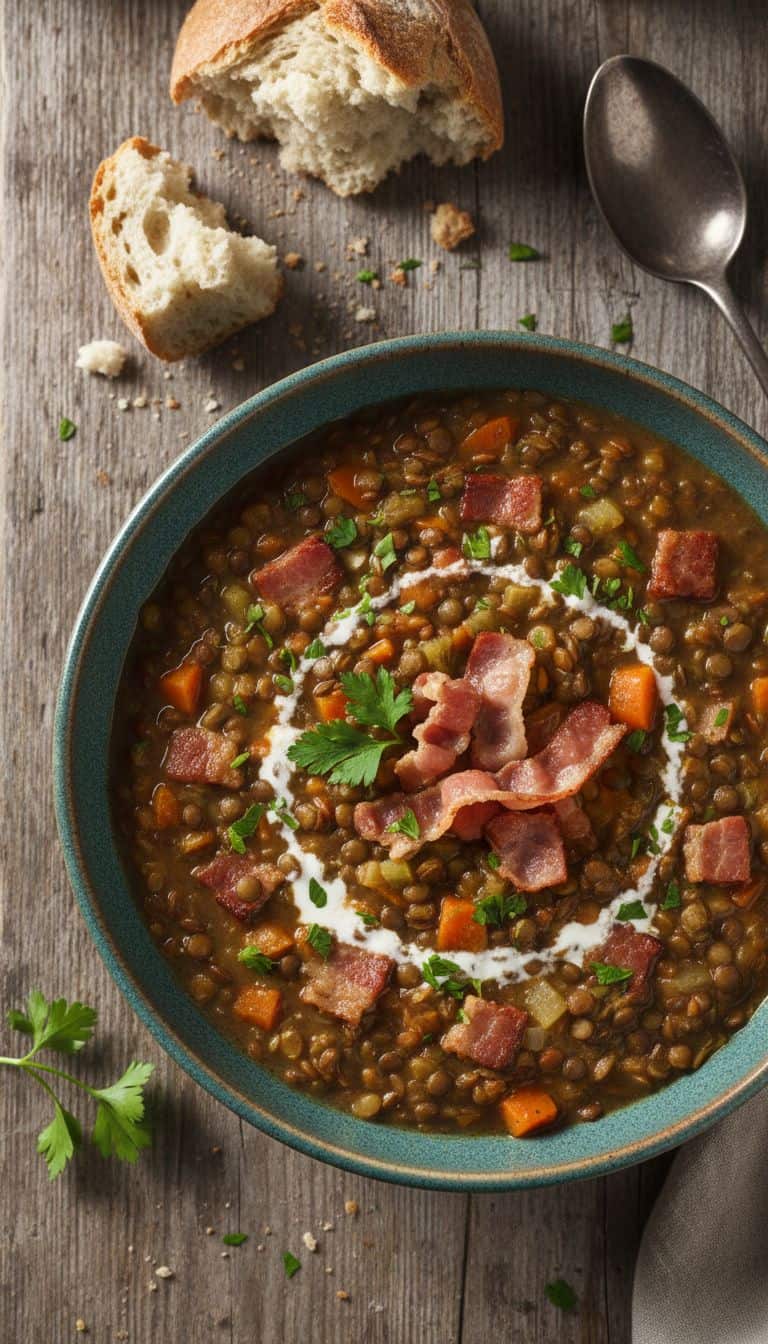 Hearty Lentil Stew with Bacon