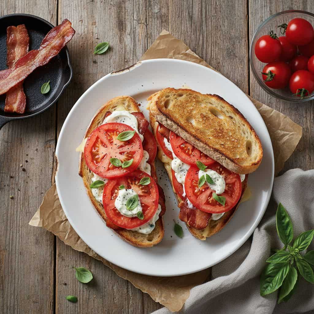 Hot Sandwich with Bacon and Tomato