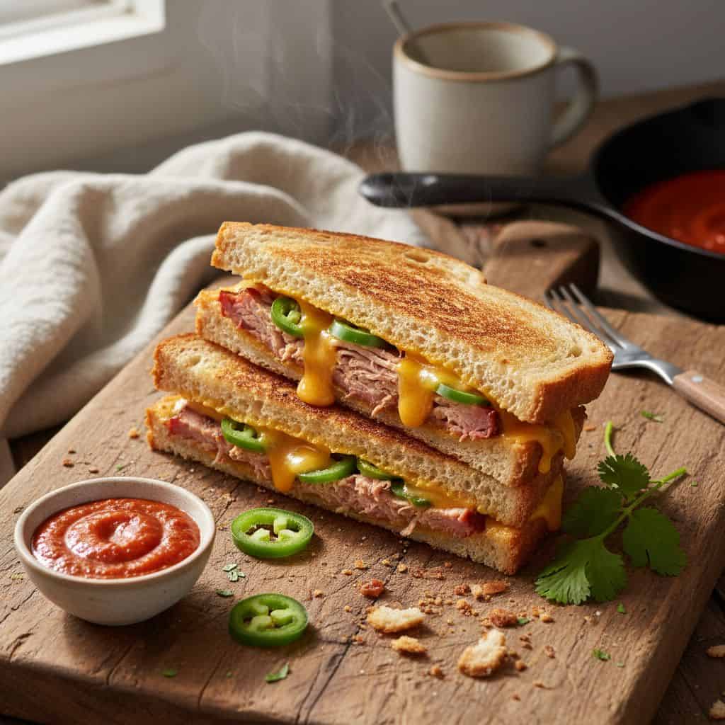 Hot Sandwich with Cheddar and Jalapeño