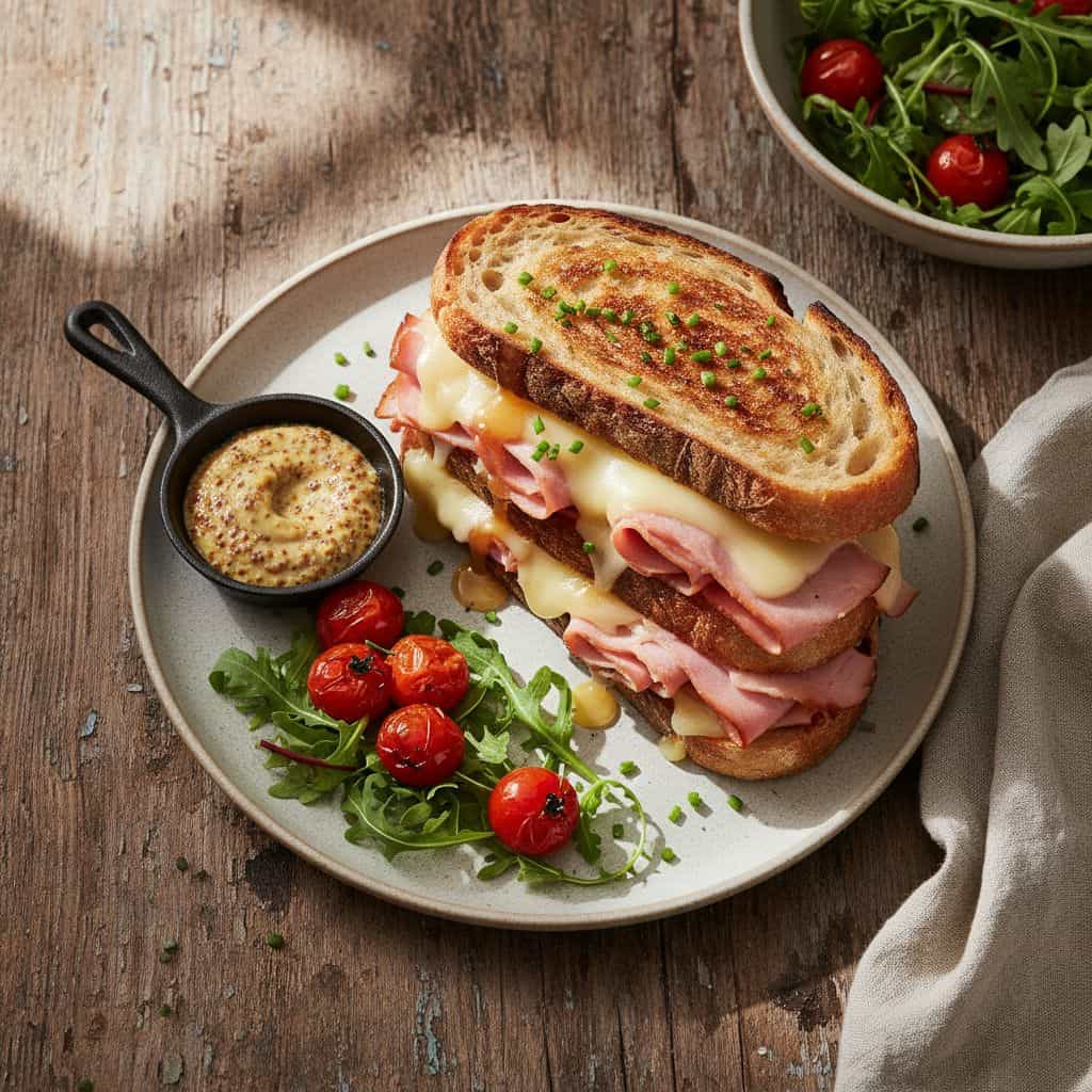 Hot Sandwich with Ham and Swiss