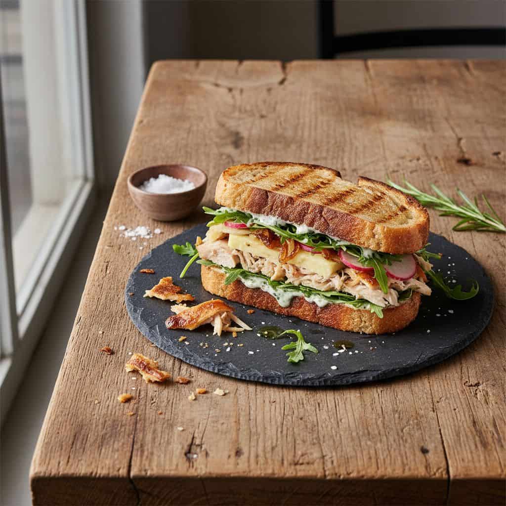 Hot Sandwich with Leftover Chicken