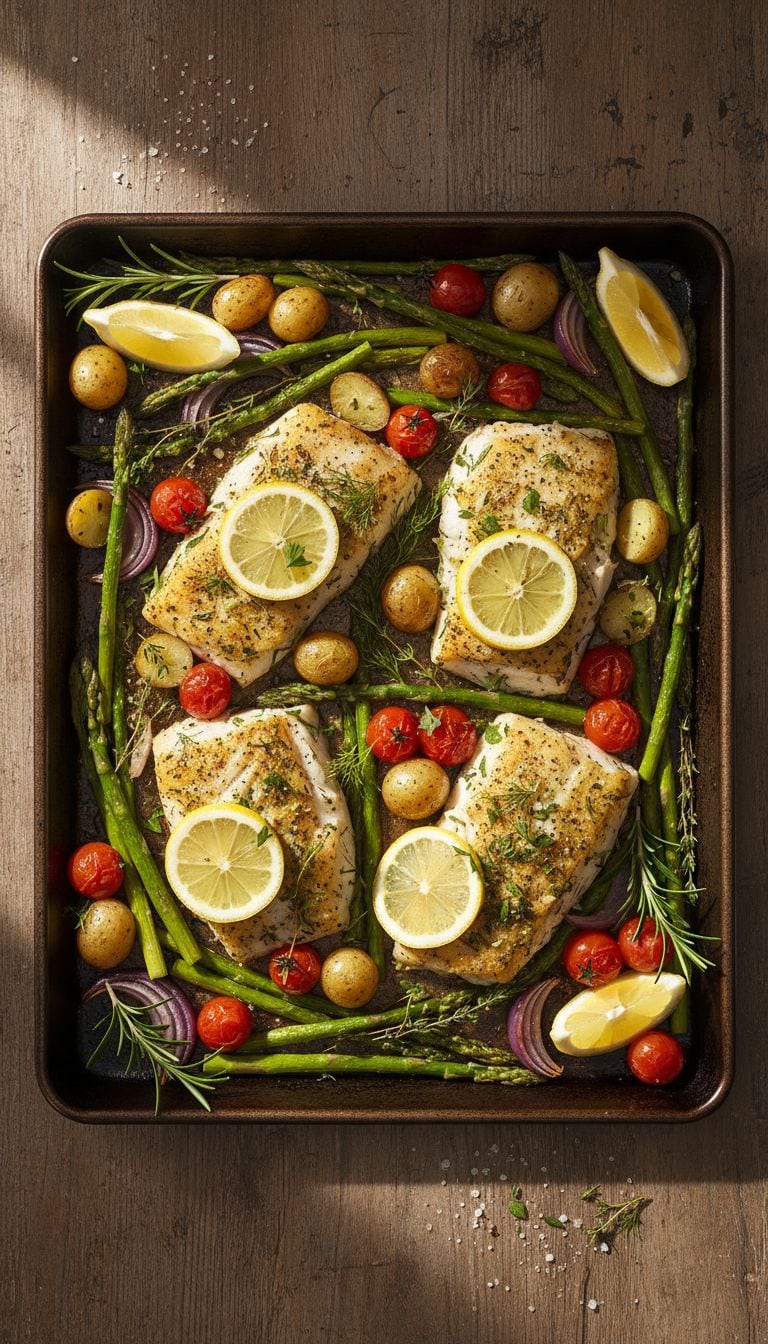 30 Sheet Pan Dinners Ready in 30 Minutes 69 Lemon Herb Cod Sheet Pan Dinner