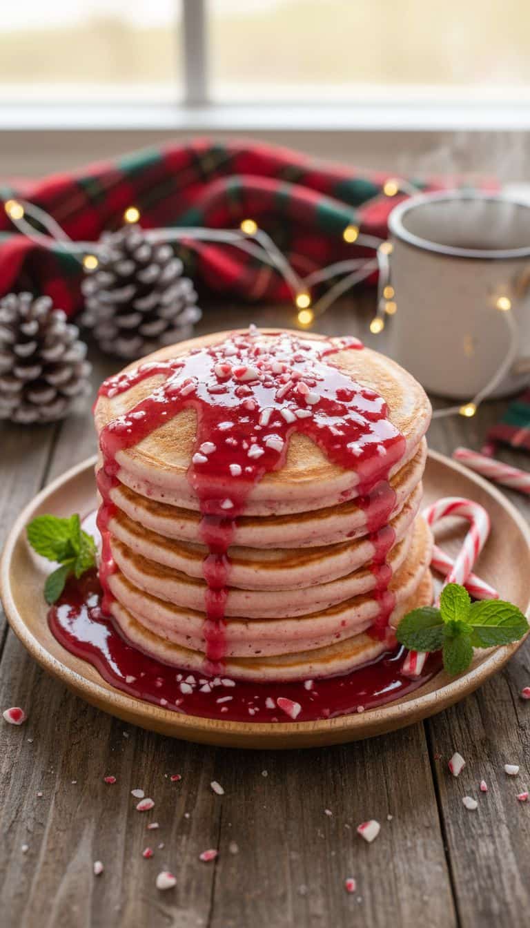 Peppermint Pancakes with Syrup