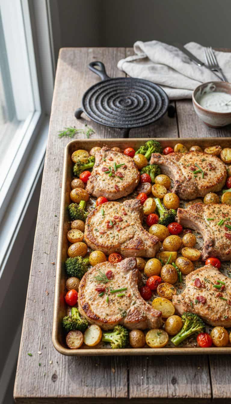 30 Sheet Pan Dinners Ready in 30 Minutes 76 Ranch Pork Chop Sheet Pan Dinner