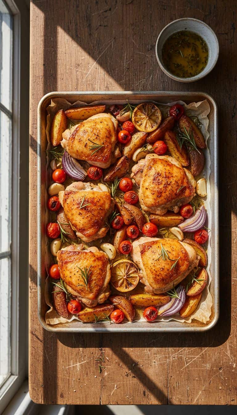 30 Sheet Pan Dinners Ready in 30 Minutes 88 Rosemary Chicken Thigh Sheet Pan Dinner