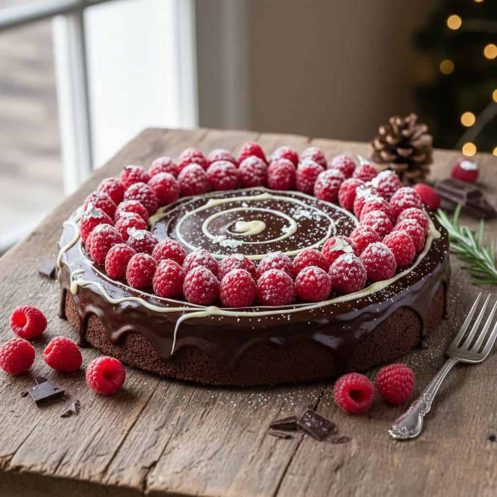 Sugar-Free Raspberry Chocolate Holiday Torte