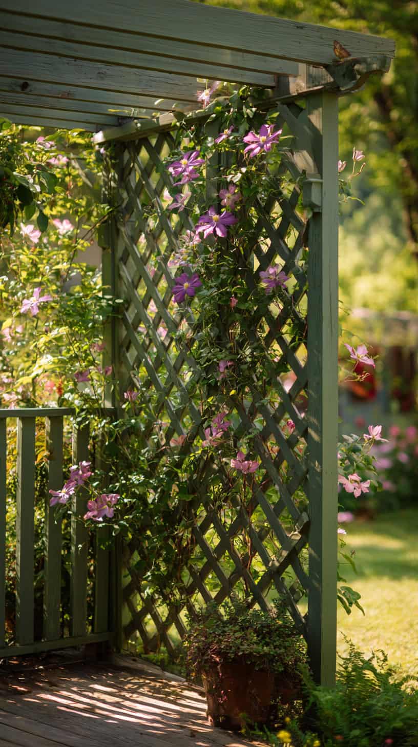12 Cozy Hot Tub Patio Layouts for Busy Moms 65 Custom Wood Lattice Divider - Image 1