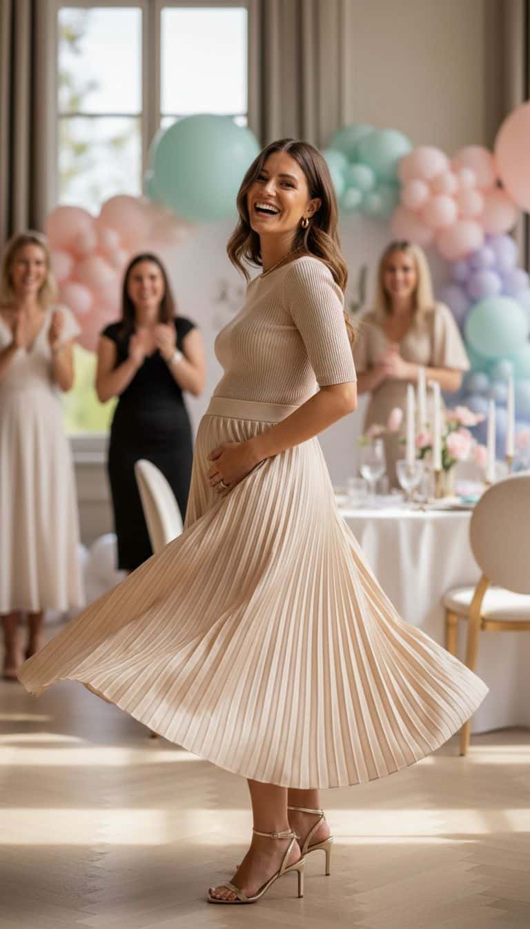 Dressy Midi Skirt Gender Reveal Look