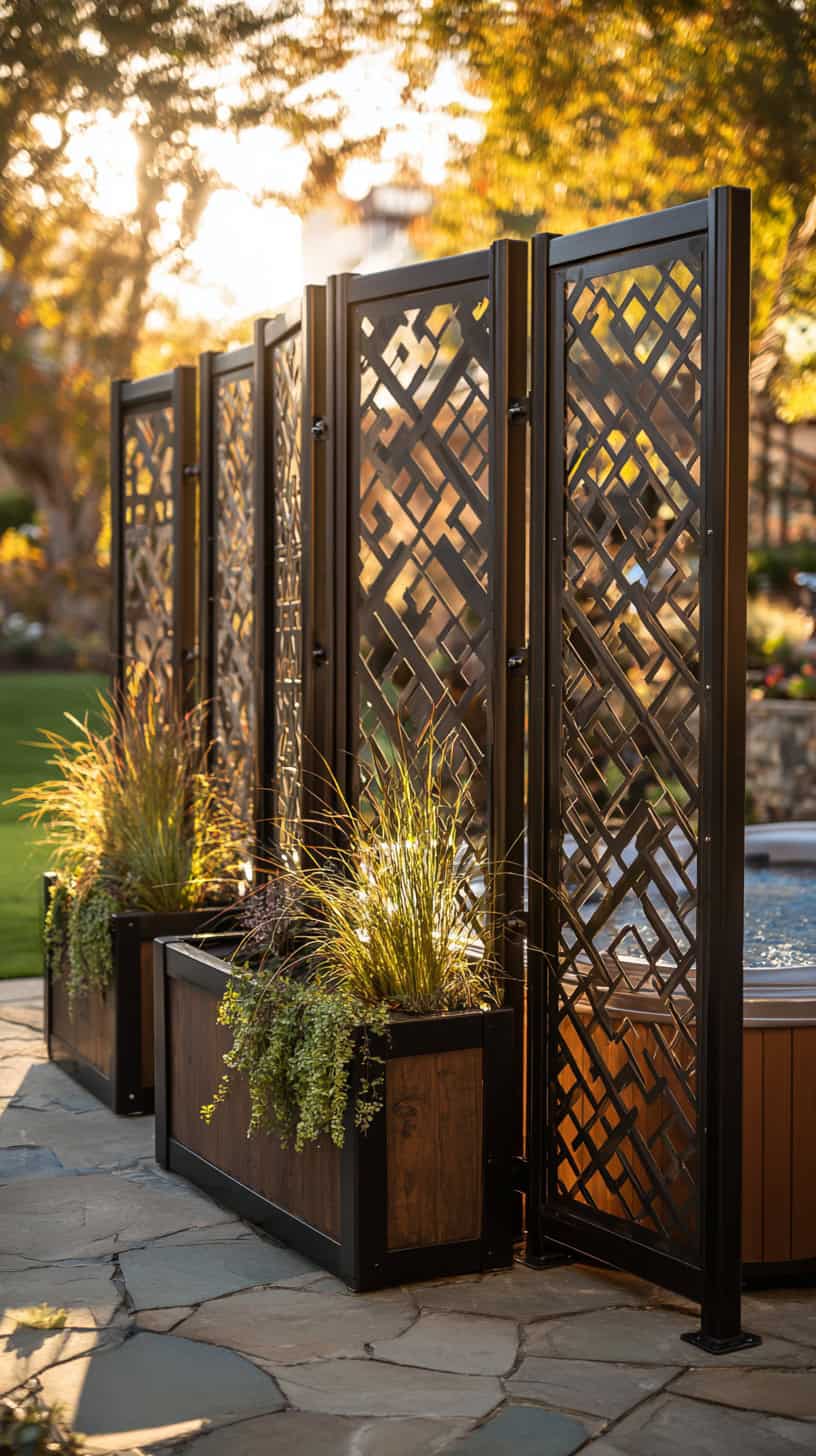 12 Cozy Hot Tub Patio Layouts for Busy Moms 43 Freestanding Screen Panels - Image 2