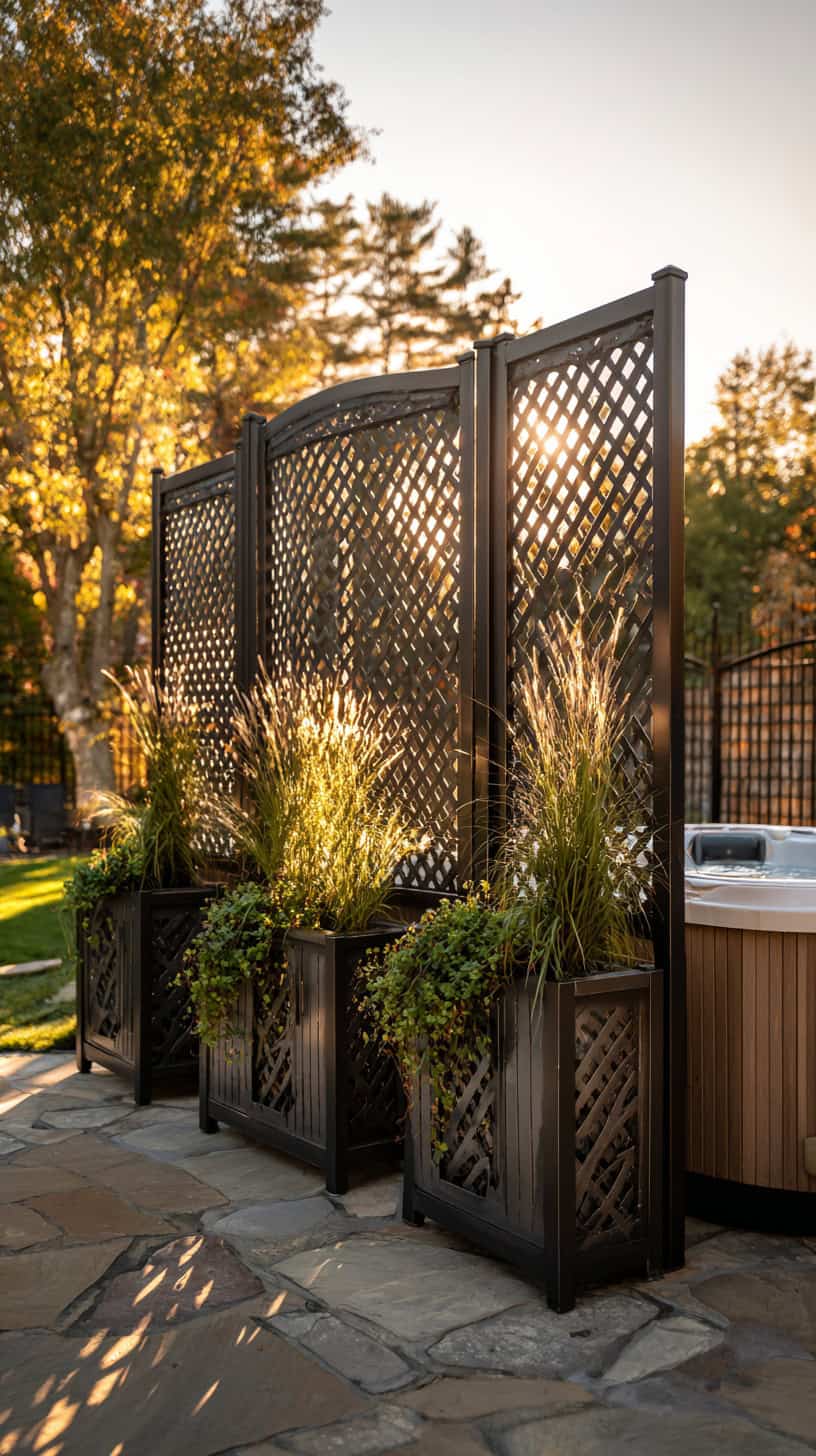 12 Cozy Hot Tub Patio Layouts for Busy Moms 44 Freestanding Screen Panels - Image 3