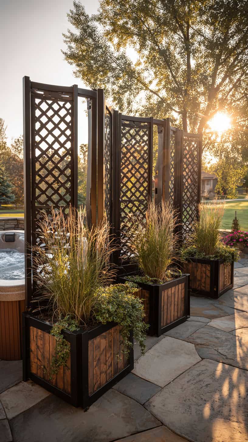 12 Cozy Hot Tub Patio Layouts for Busy Moms 42 Freestanding Screen Panels - Image 1