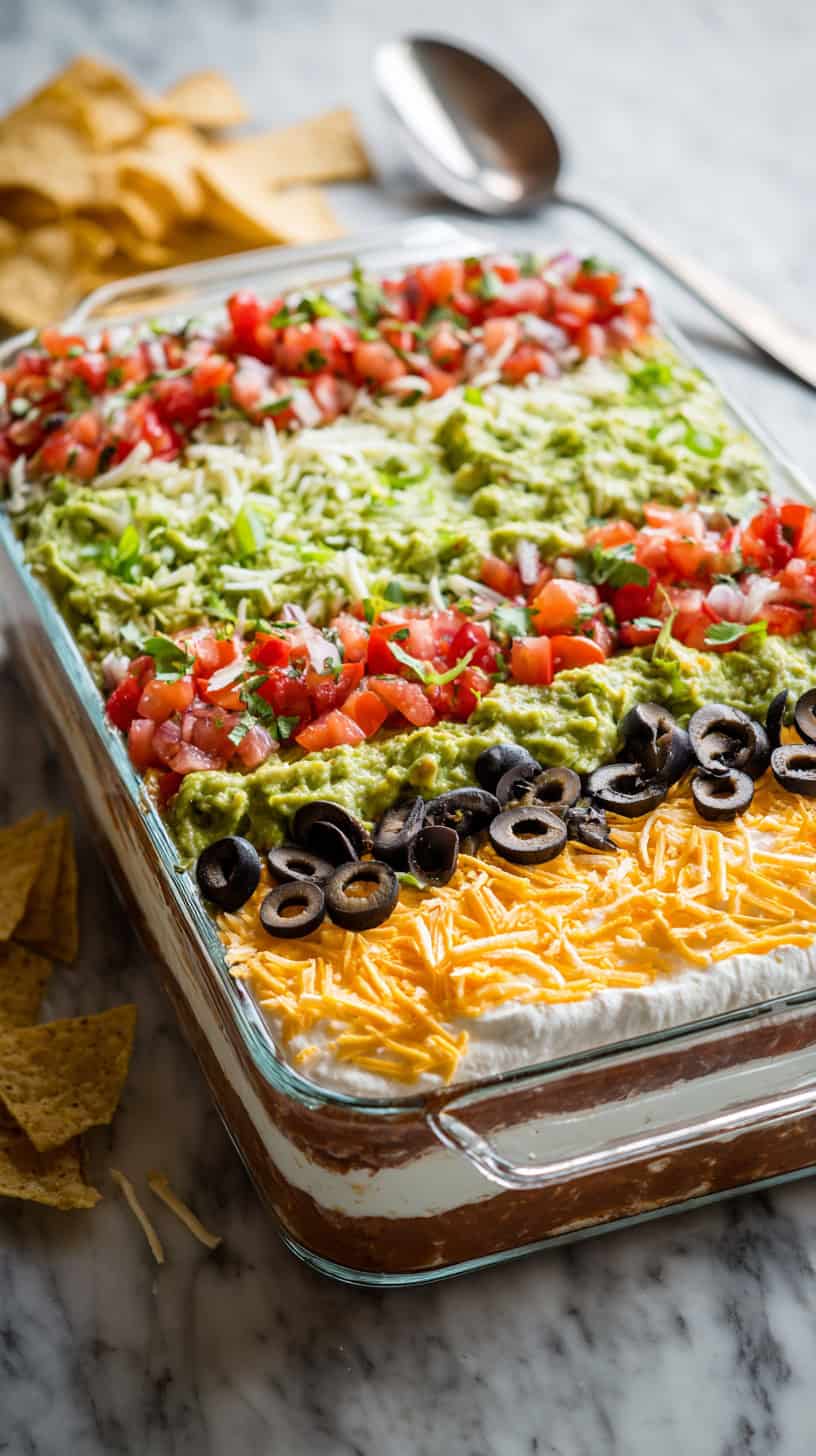 25 Potluck Recipes That Travel Well 19 7-Layer Bean Dip