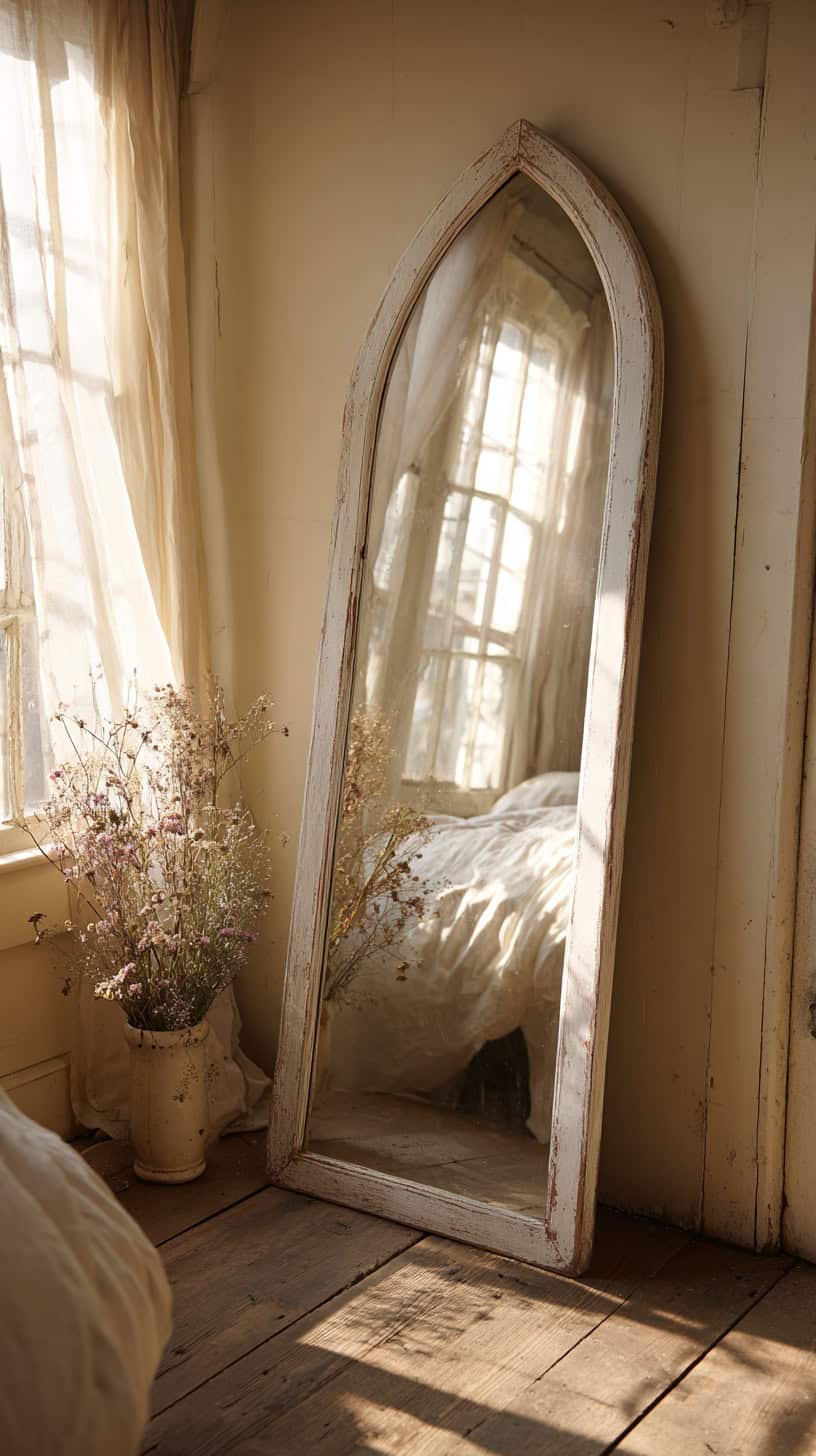 15 Cottagecore Decor Ideas to Make Your Home Feel Cozy 71 Arched Mirror Display