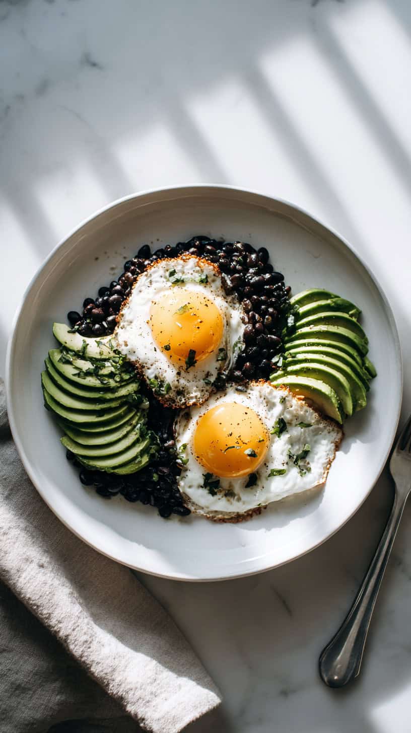 30 Sugar-Free Breakfast Ideas to Start Your Day Right 74 Avocado Black Bean Eggs