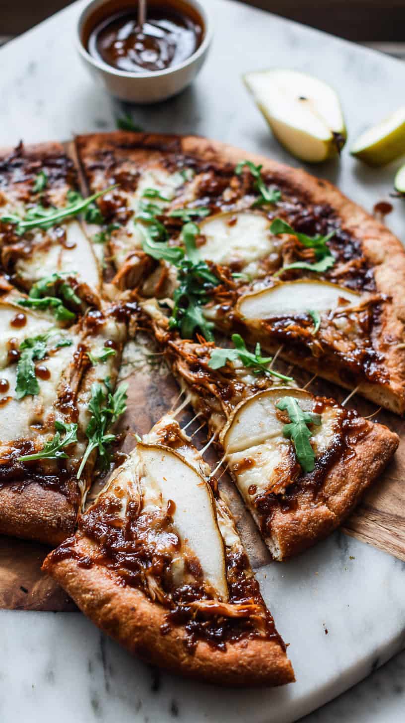 25 Rotisserie Chicken Dinner Ideas for Busy Moms 66 BBQ Chicken Pear Pizza