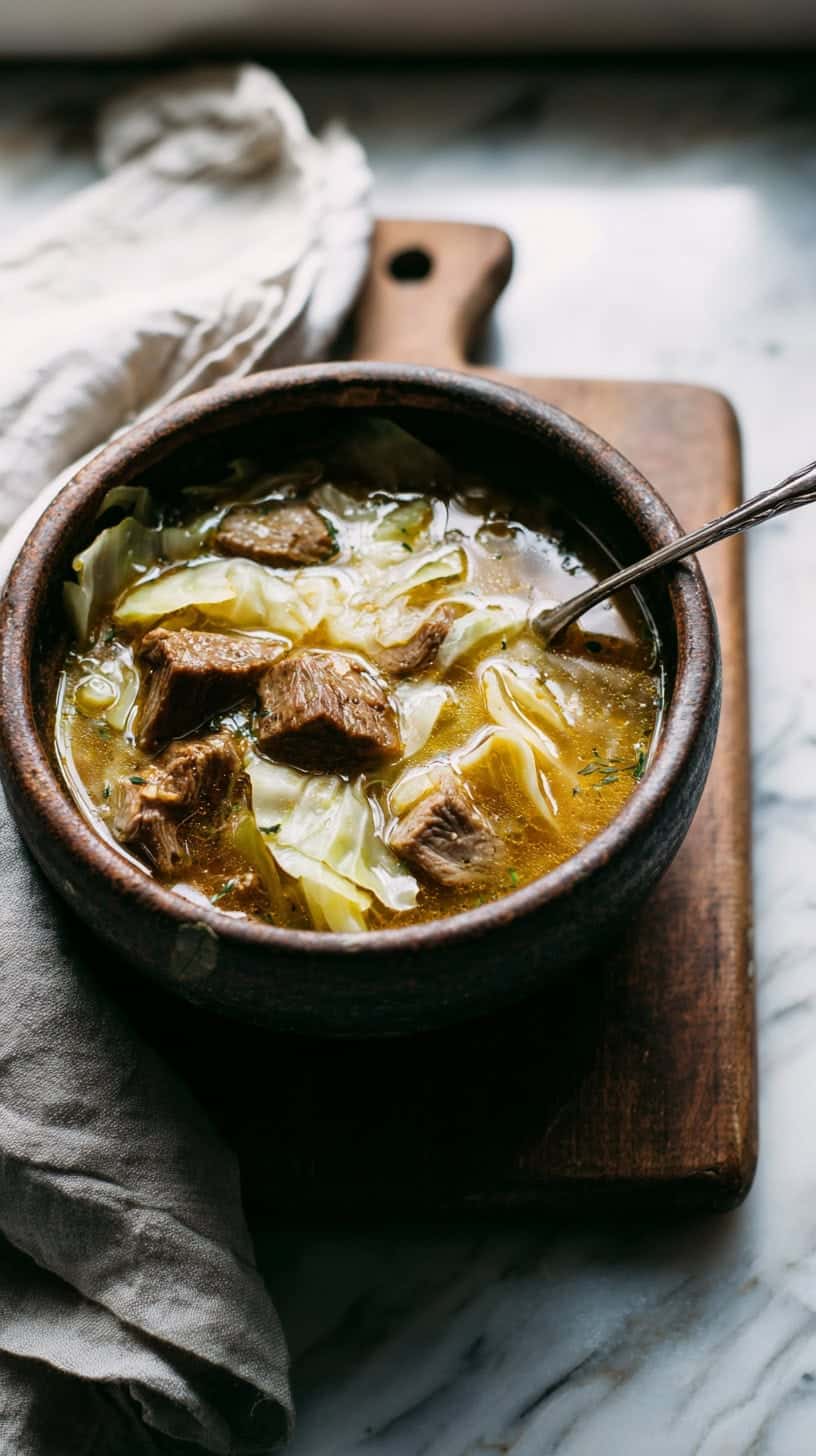 25 Healthy Soup Recipes Under 200 Calories for Busy Moms 24 Beef and Cabbage Soup