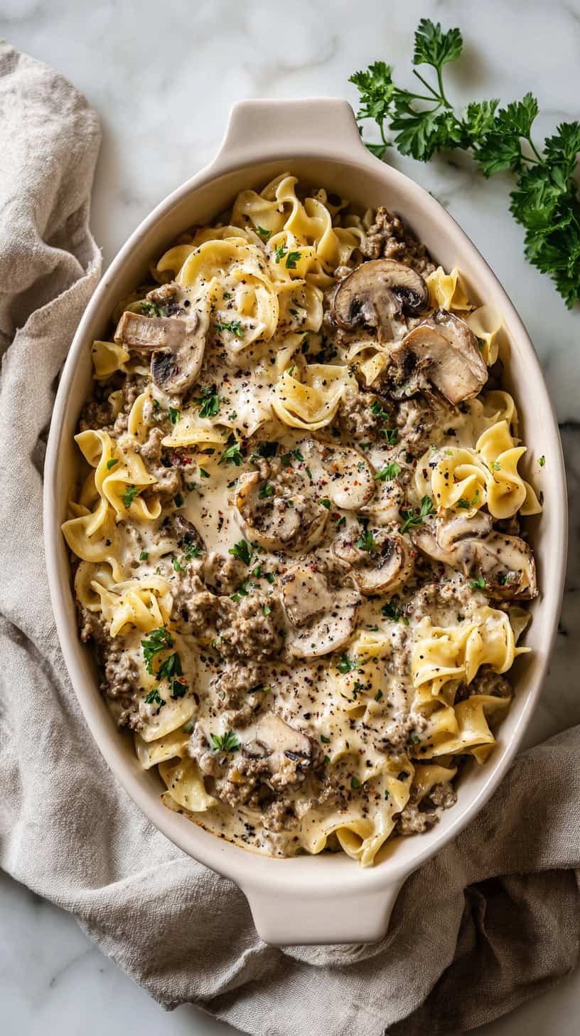 25 Dump-and-Bake Casserole Recipes for Busy Moms 54 Beef Stroganoff Casserole