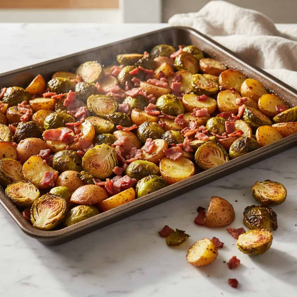 30 Pantry Meals You Can Make When You're Snowed In for Days 124 Brussels Sprouts, Bacon, and Potatoes