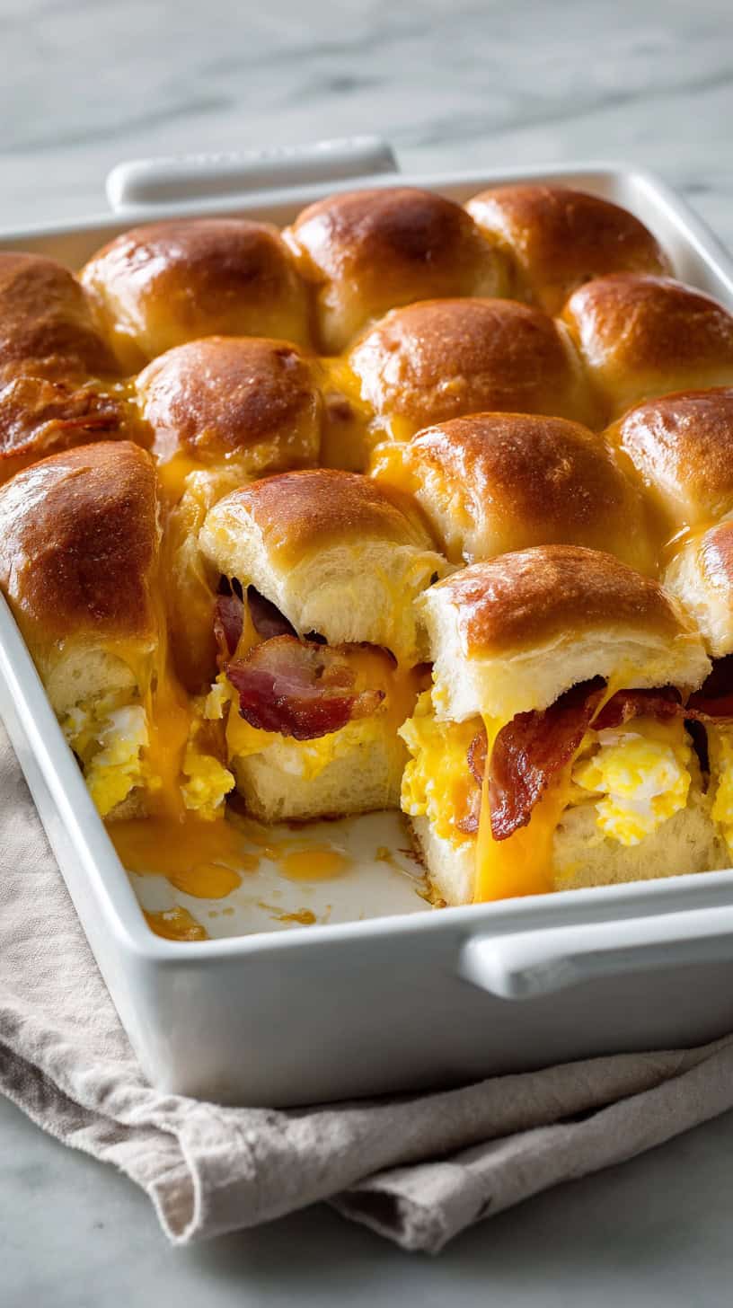 Cheesy Baked Breakfast Sliders